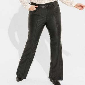 Torrid Pintuck Black Trouser Boot Faux Leather High Rise Pant Plus Size 18 Short